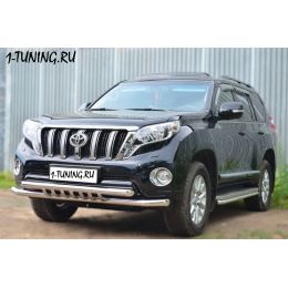 Toyota LC Prado 150 2014 Защита переднего бампера D63 (секции) D63 (секции) + декор (Фото 2)
