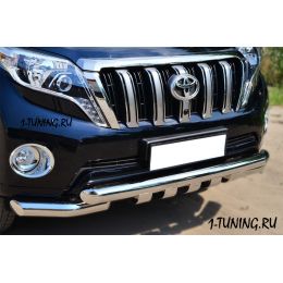 Toyota LС Prado 150 2014 Защита переднего бампера D76 (дуга) D76 (секции) + клыки (Фото 1)