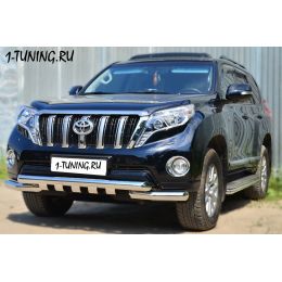 Toyota LС Prado 150 2014 Защита переднего бампера D76 (дуга) D76 (секции) + клыки (Фото 2)