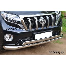 Toyota LС Prado 150 2014 Защита переднего бампера D76 (секции) D75х42 (дуга) + декор паз (Фото 1)