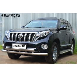 Toyota LС Prado 150 2014 Защита переднего бампера D76 (секции) D75х42 (дуга) + декор паз (Фото 2)