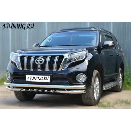 Toyota LС Prado 150 2014 Защита переднего бампера D63 (секции) D63 (уголки) + D42 (зубы) (Фото 2)