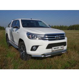 Toyota Hilux 2015 Защита передняя нижняя (двойная с ДХО) 76,1/60,3 мм