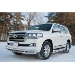 Toyota LC 200 2016-2017 Защита переднего бампера d63 (секции) d63 (уголки)+d42 (зубы) (Фото 1)