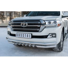 Toyota LC 200 2016-2017 Защита переднего бампера d63 (секции) d63 (уголки)+d42 (зубы) (Фото 2)