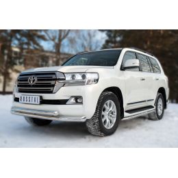 Toyota LC 200 2016-2017 Защита переднего бампера d76 (секции) d63 (дуга) (Фото 1)