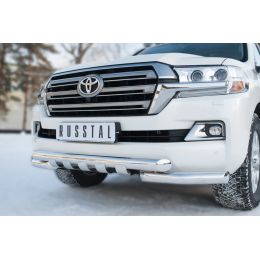 Toyota LC 200 2016-2017 Защита переднего бампера d76 (дуга) d76 (секции)+клыки (Фото 2)