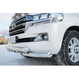 Toyota LC 200 2016-2017 Защита переднего бампера d76 (дуга) d76 (секции)+клыки (Фото 3)