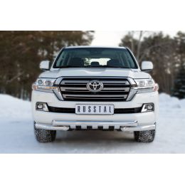 Toyota LC 200 2016-2017 Защита переднего бампера d76 (дуга) d76 (секции)+клыки
