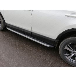Toyota RAV4 2015-2016 Пороги алюминиевые с пластиковой накладкой (карбон серые) 1720 мм