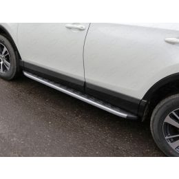 Toyota RAV4 2015-2016 Пороги алюминиевые с пластиковой накладкой (карбон серебро) 1720 мм