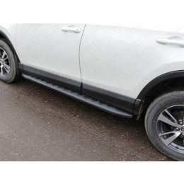Toyota RAV4 2015-2016 Пороги алюминиевые с пластиковой накладкой (карбон черные) 1720 мм