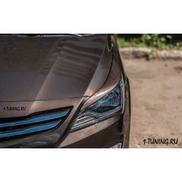 Хендай Солярис 2016 Накладки на фары (реснички) (Фото 1)
