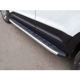Hyundai Creta 2016-2017 Пороги алюминиевые с пластиковой накладкой 1720 мм