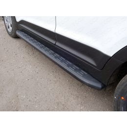 Hyundai Creta 2016-2017 Пороги алюминиевые с пластиковой накладкой (карбон черные) 1720 мм
