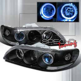 98-02 Хонда Аккорд Dual Halo Projector Headlights BLACK