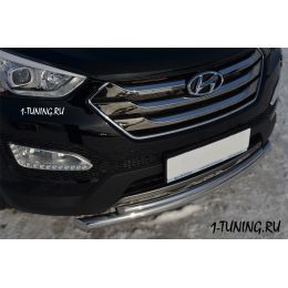 Hyundai Santa Fe 2012 Защита переднего бампера D63/42 (дуга) (Фото 2)