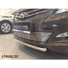 Hyundai Solaris 2015 Накладка на решетку бампера d12 нерж.