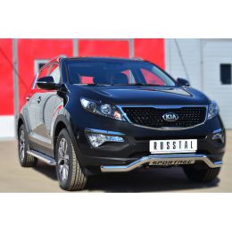 Kia Sportage 2014-> Защита переднего бампера D63 (волна) с декор надписью (Фото 1)