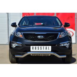 Kia Sportage 2014-> Защита переднего бампера D63 (волна) с декор надписью