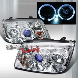 99-04 Volkswagen Jetta Dual Halo Blue Tinted Projector Headlights