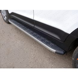 Hyundai Creta 2016-2017 Пороги алюминиевые с пластиковой накладкой (карбон серые) 1720 мм