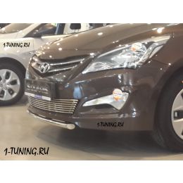 Hyundai Solaris 2015 Накладка на решетку бампера d12 нерж. (Фото 2)