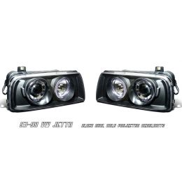 93-98 Volkswagen Jetta Halo Projector Head Lights - Black